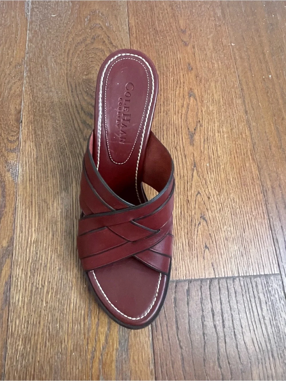 Cole Haan Country Red Leather Woven Mule Sandals Size 7AA